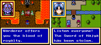 Large character portraits add much-needed detail to small sprites.